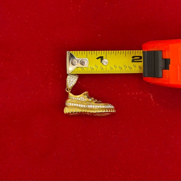 Yeezy Style Sneaker Pendant 14g Silver 18K Gold Dipped Iced CZ Shoe Charm HipHop - Picture 7 of 7